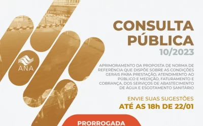 Consulta pública sobre condições gerais para prestação dos serviços de água e esgoto é prorrogada até 22 de janeiro